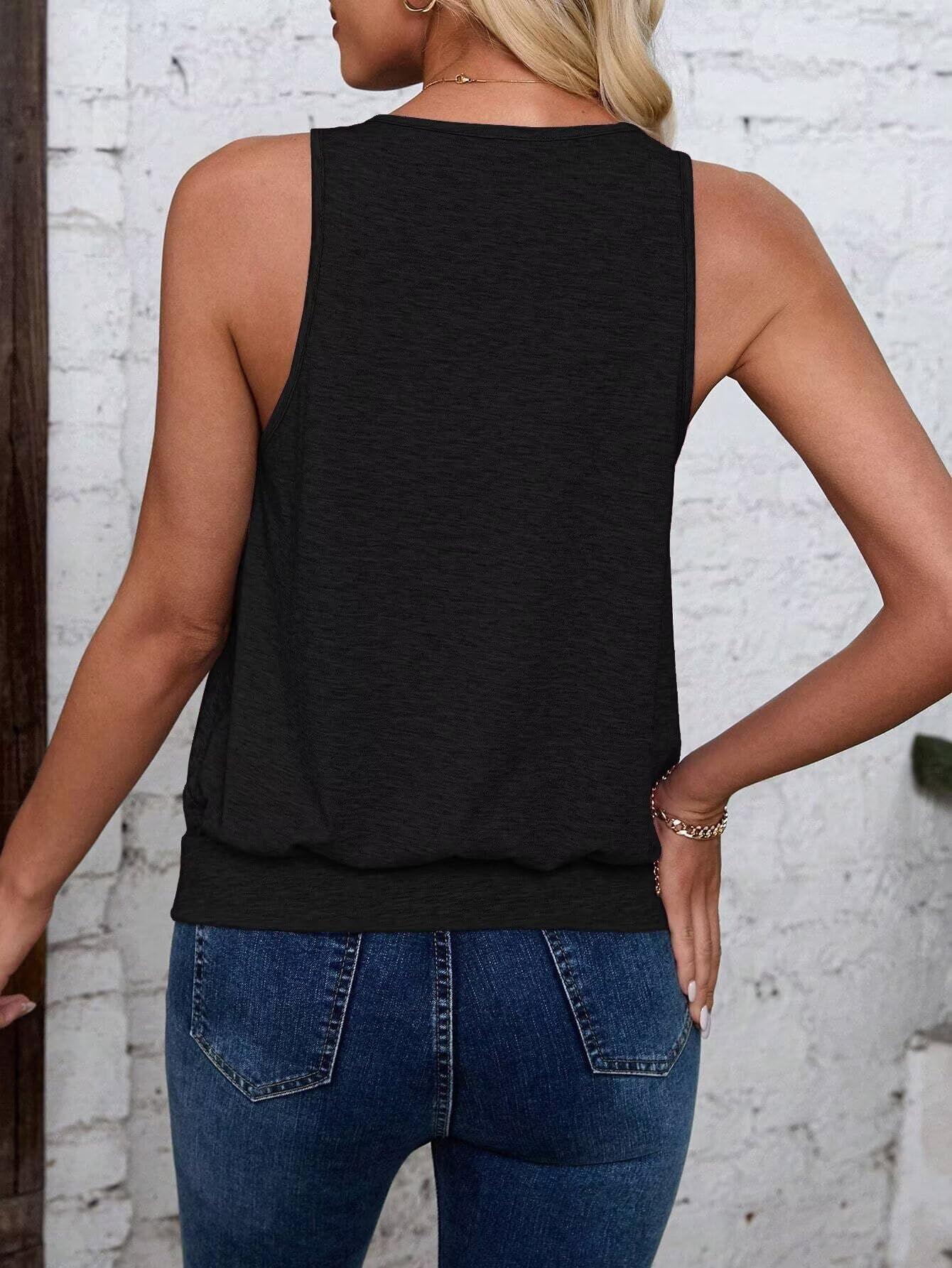 Black-Women's Vest Casual V Neck Sleeveless Fashion Loose Camisole