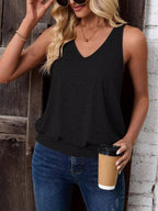 Black-Women's Vest Casual V Neck Sleeveless Fashion Loose Camisole
