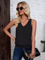 Black-Women's Vest Casual V Neck Sleeveless Fashion Loose Camisole