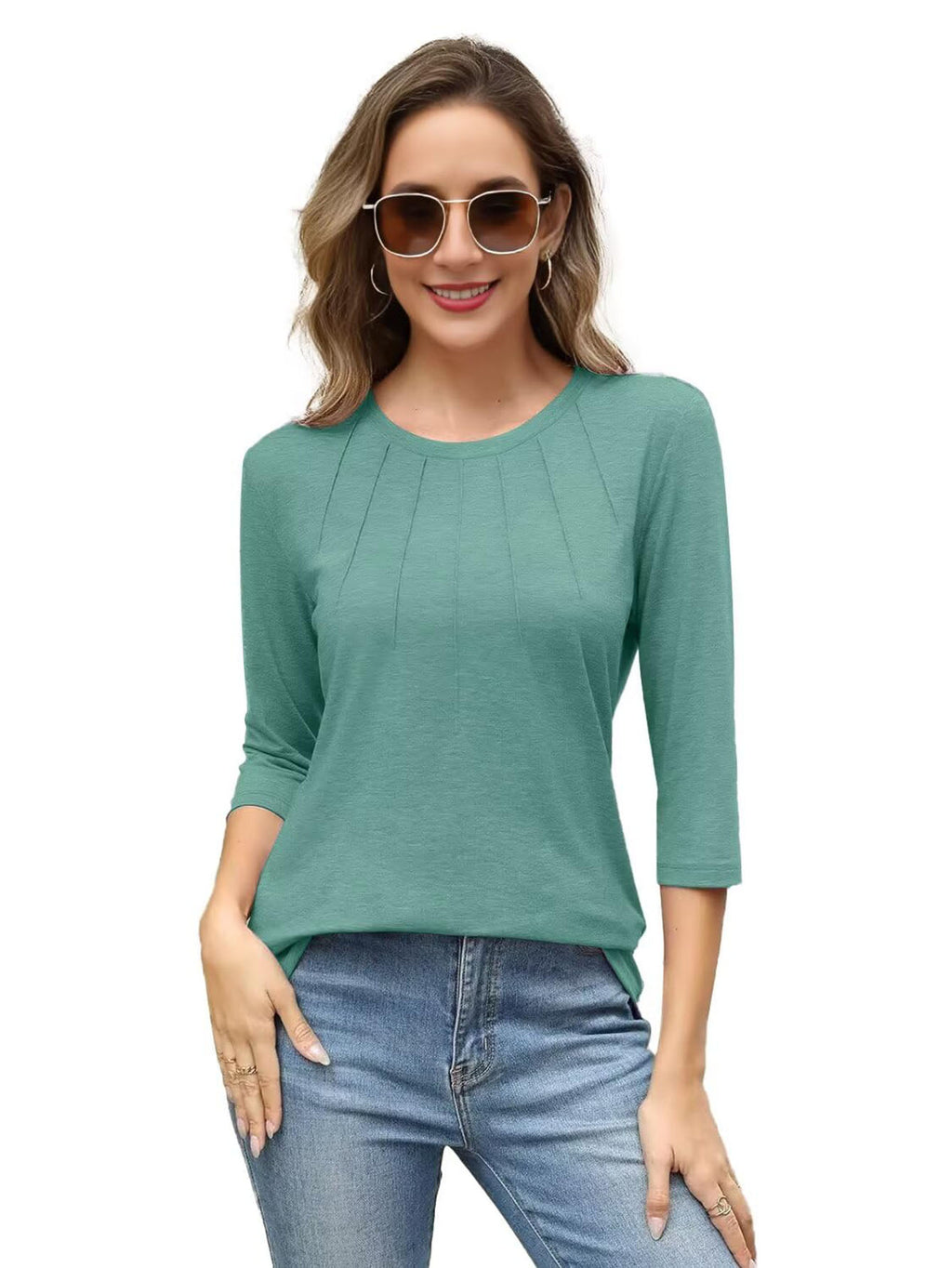 3 Pack-Black + Green + Wine red-3/4 Long Sleeve Women's Casual Spring Summer Autumn Tops