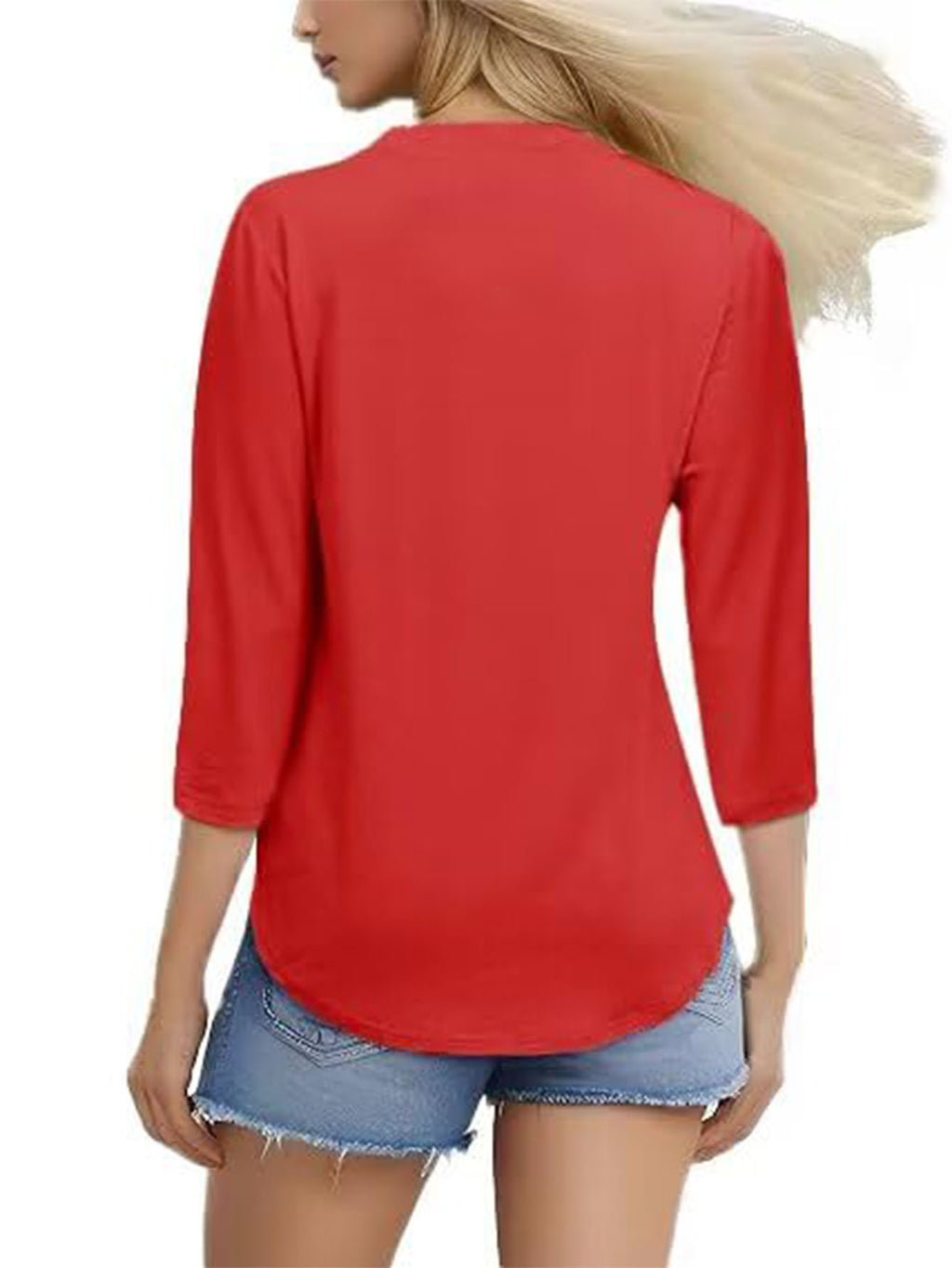 3 Pack-Black + Green + Wine red-3/4 Long Sleeve Women's Casual Spring Summer Autumn Tops