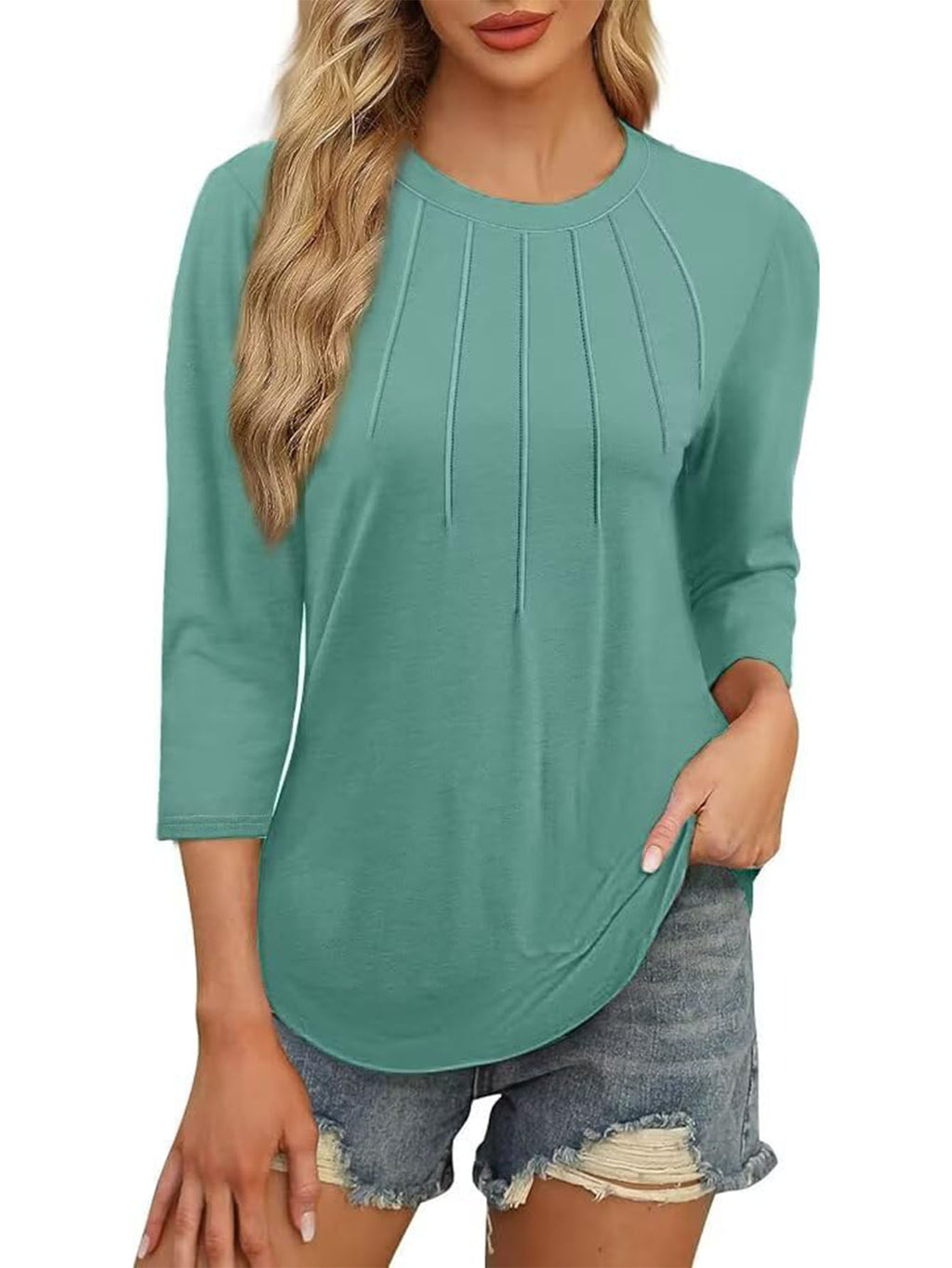 3 Pack-Black + Green + Wine red-3/4 Long Sleeve Women's Casual Spring Summer Autumn Tops