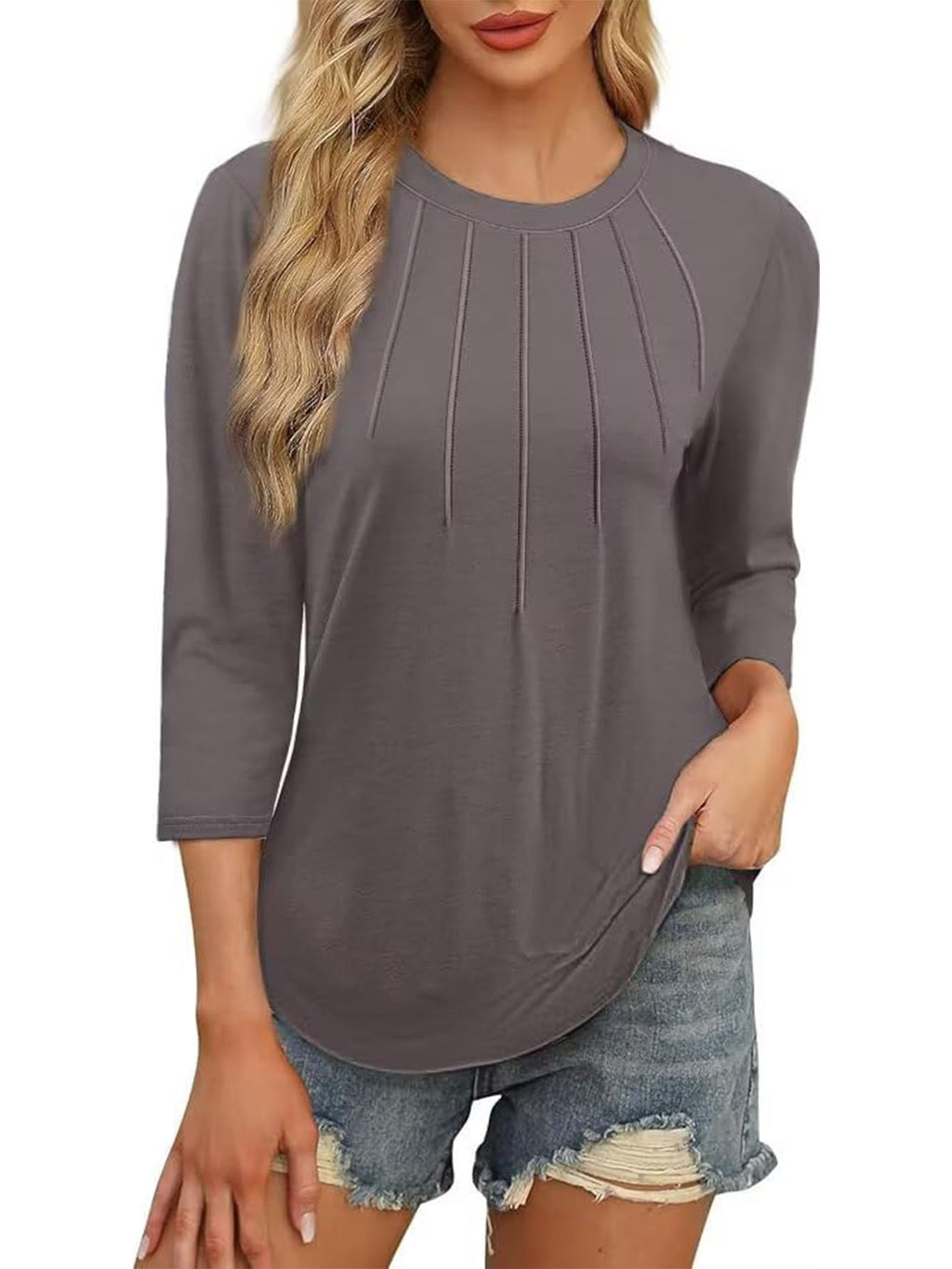 3 Pack-Black + White + Gray-3/4 Long Sleeve Women's Casual Spring Summer Autumn Tops