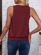 Burgundy-Women's Vest Casual V Neck Sleeveless Fashion Loose Camisole
