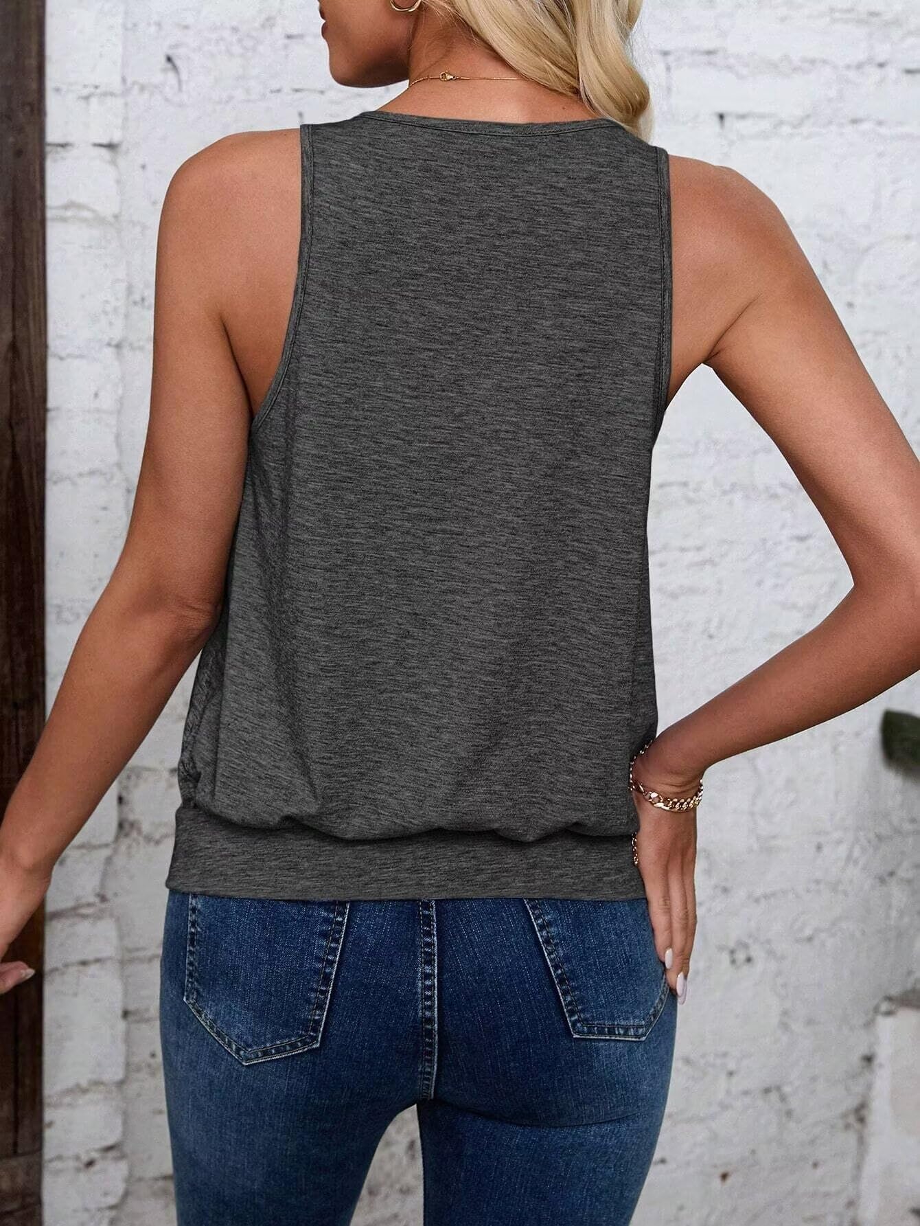 Dark Gray-Women's Vest Casual V Neck Sleeveless Fashion Loose Camisole
