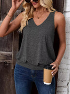 Dark Gray-Women's Vest Casual V Neck Sleeveless Fashion Loose Camisole