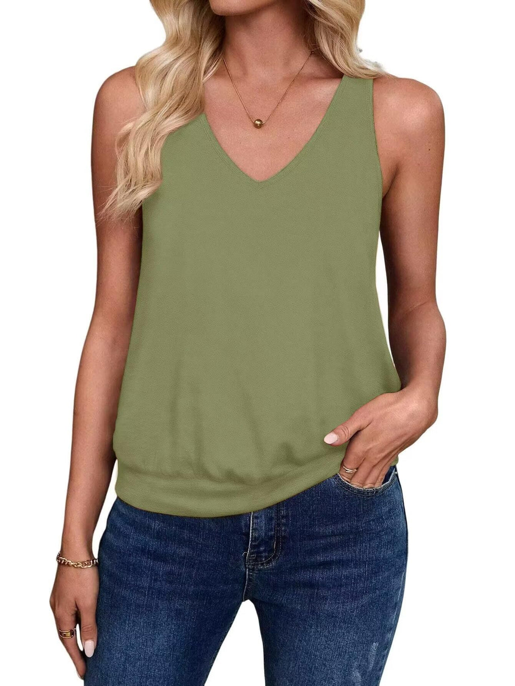 Fragrant Grass-Women's Vest Casual V Neck Sleeveless Fashion Loose Camisole