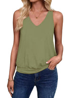 Fragrant Grass-Women's Vest Casual V Neck Sleeveless Fashion Loose Camisole