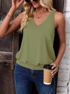 Fragrant Grass-Women's Vest Casual V Neck Sleeveless Fashion Loose Camisole