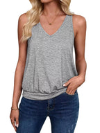 Gray-Women's Vest Casual V Neck Sleeveless Fashion Loose Camisole