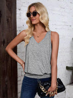 Gray-Women's Vest Casual V Neck Sleeveless Fashion Loose Camisole