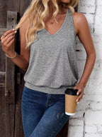 Gray-Women's Vest Casual V Neck Sleeveless Fashion Loose Camisole