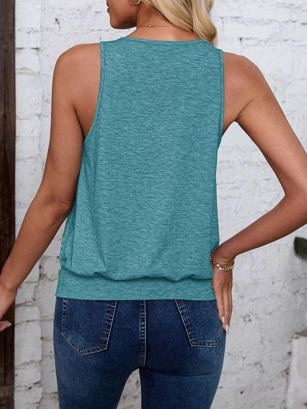 Light Green-Women's Vest Casual V Neck Sleeveless Fashion Loose Camisole