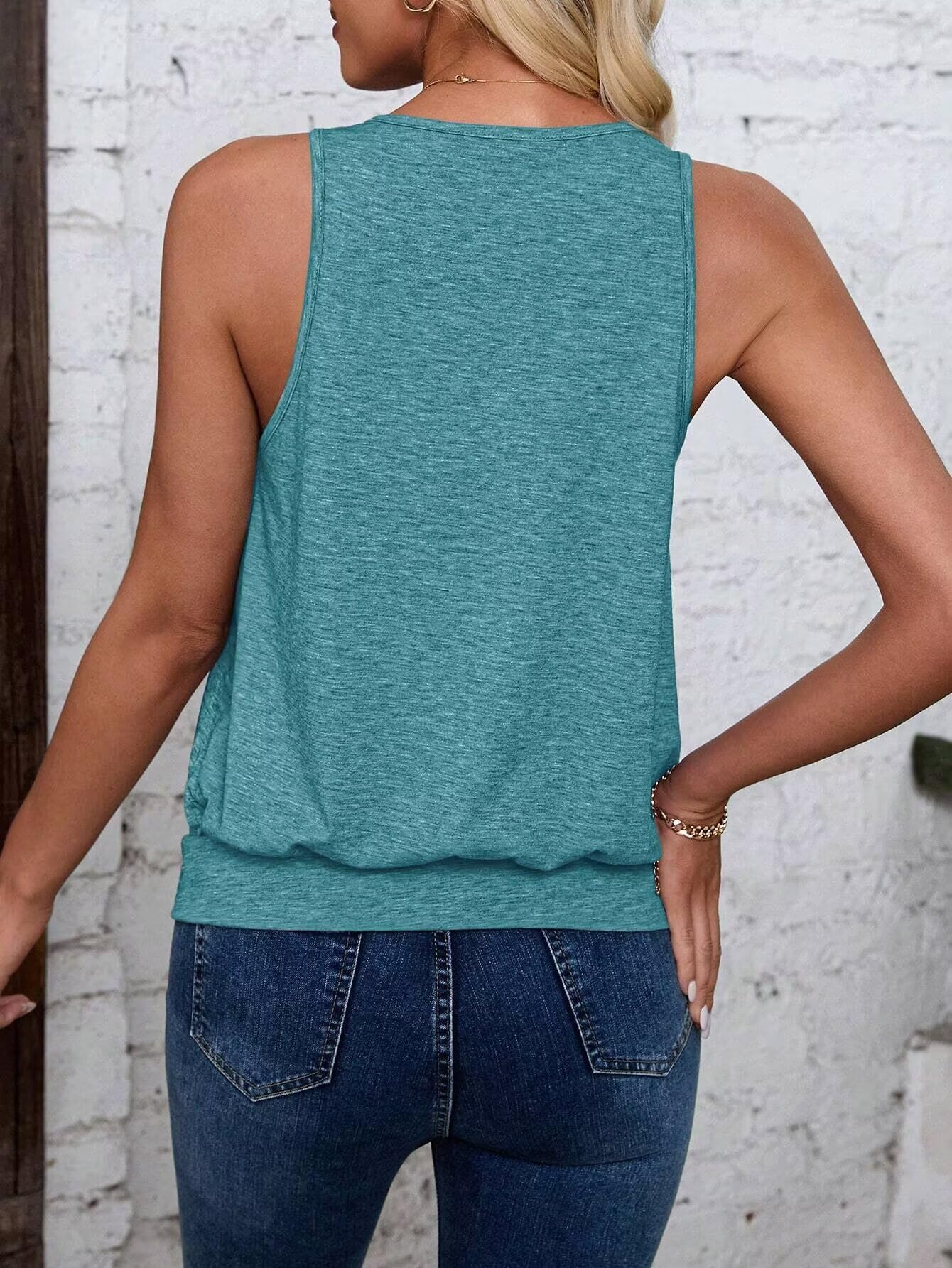 Light Green-Women's Vest Casual V Neck Sleeveless Fashion Loose Camisole