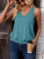 Light Green-Women's Vest Casual V Neck Sleeveless Fashion Loose Camisole