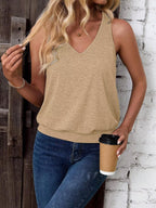 Light Khaki-Women's Vest Casual V Neck Sleeveless Fashion Loose Camisole
