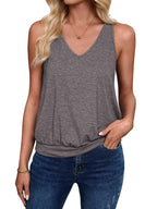 Melange Gray-Women's Vest Casual V Neck Sleeveless Fashion Loose Camisole