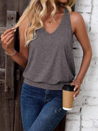 Melange Gray-Women's Vest Casual V Neck Sleeveless Fashion Loose Camisole