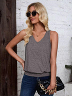 Melange Gray-Women's Vest Casual V Neck Sleeveless Fashion Loose Camisole