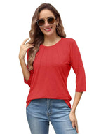 3 Pack-Navy blue + White + Red-3/4 Long Sleeve Women's Casual Spring Summer Autumn Tops