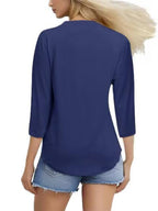 3 Pack-Navy blue + White + Red-3/4 Long Sleeve Women's Casual Spring Summer Autumn Tops