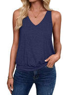 Navy Blue-Women's Vest Casual V Neck Sleeveless Fashion Loose Camisole
