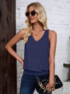 Navy Blue-Women's Vest Casual V Neck Sleeveless Fashion Loose Camisole