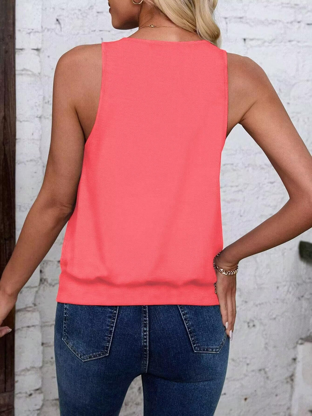 Neon Hot Pink-Women's Vest Casual V Neck Sleeveless Fashion Loose Camisole