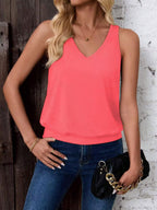 Neon Hot Pink-Women's Vest Casual V Neck Sleeveless Fashion Loose Camisole