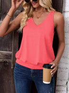 Neon Hot Pink-Women's Vest Casual V Neck Sleeveless Fashion Loose Camisole