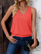 Neon Orange Red-Women's Vest Casual V Neck Sleeveless Fashion Loose Camisole
