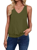 Olive-Women's Vest Casual V Neck Sleeveless Fashion Loose Camisole