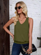 Olive-Women's Vest Casual V Neck Sleeveless Fashion Loose Camisole