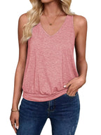 Pink-Women's Vest Casual V Neck Sleeveless Fashion Loose Camisole