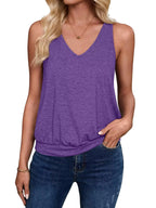 Purple-Women's Vest Casual V Neck Sleeveless Fashion Loose Camisole