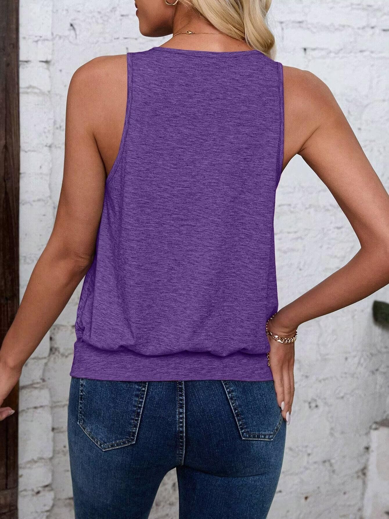 Purple-Women's Vest Casual V Neck Sleeveless Fashion Loose Camisole
