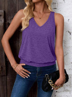 Purple-Women's Vest Casual V Neck Sleeveless Fashion Loose Camisole