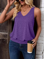 Purple-Women's Vest Casual V Neck Sleeveless Fashion Loose Camisole