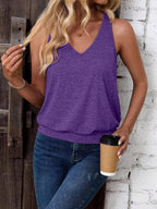 Purple-Women's Vest Casual V Neck Sleeveless Fashion Loose Camisole