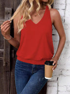 Red-Women's Vest Casual V Neck Sleeveless Fashion Loose Camisole