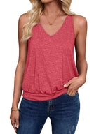 Rose Red-Women's Vest Casual V Neck Sleeveless Fashion Loose Camisole