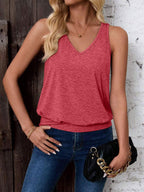 Rose Red-Women's Vest Casual V Neck Sleeveless Fashion Loose Camisole