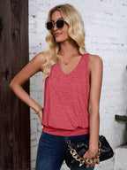 Rose Red-Women's Vest Casual V Neck Sleeveless Fashion Loose Camisole