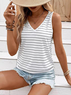 Strap White-Women's Vest Casual V Neck Sleeveless Fashion Loose Camisole