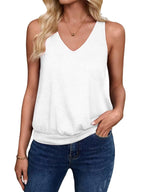 White-Women's Vest Casual V Neck Sleeveless Fashion Loose Camisole