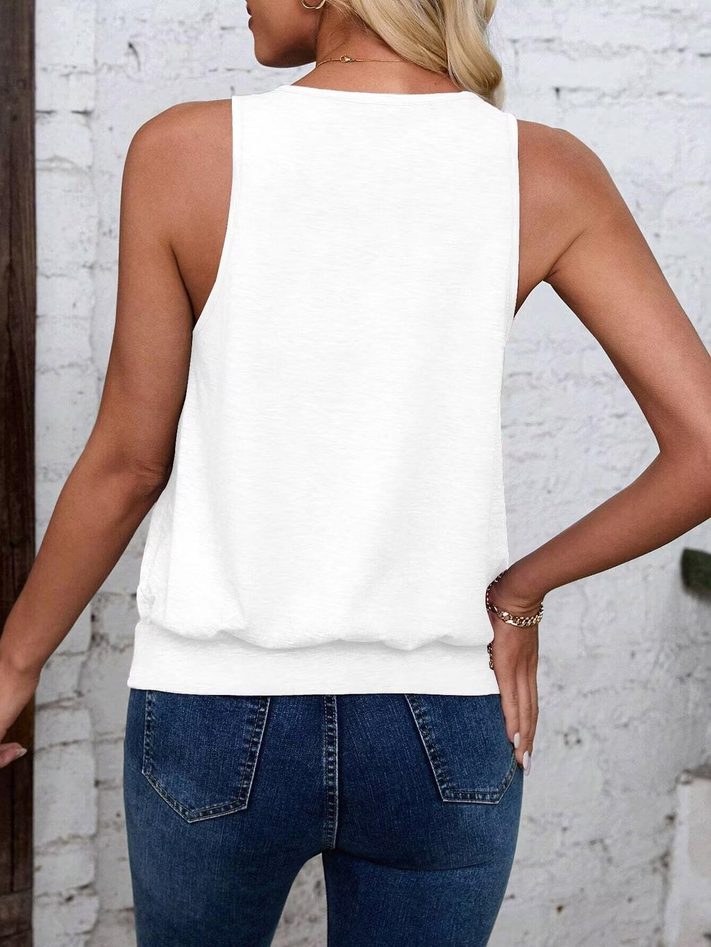 White-Women's Vest Casual V Neck Sleeveless Fashion Loose Camisole