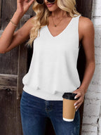 White-Women's Vest Casual V Neck Sleeveless Fashion Loose Camisole