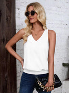 White-Women's Vest Casual V Neck Sleeveless Fashion Loose Camisole
