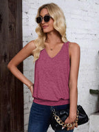 Wine Red-Women's Vest Casual V Neck Sleeveless Fashion Loose Camisole